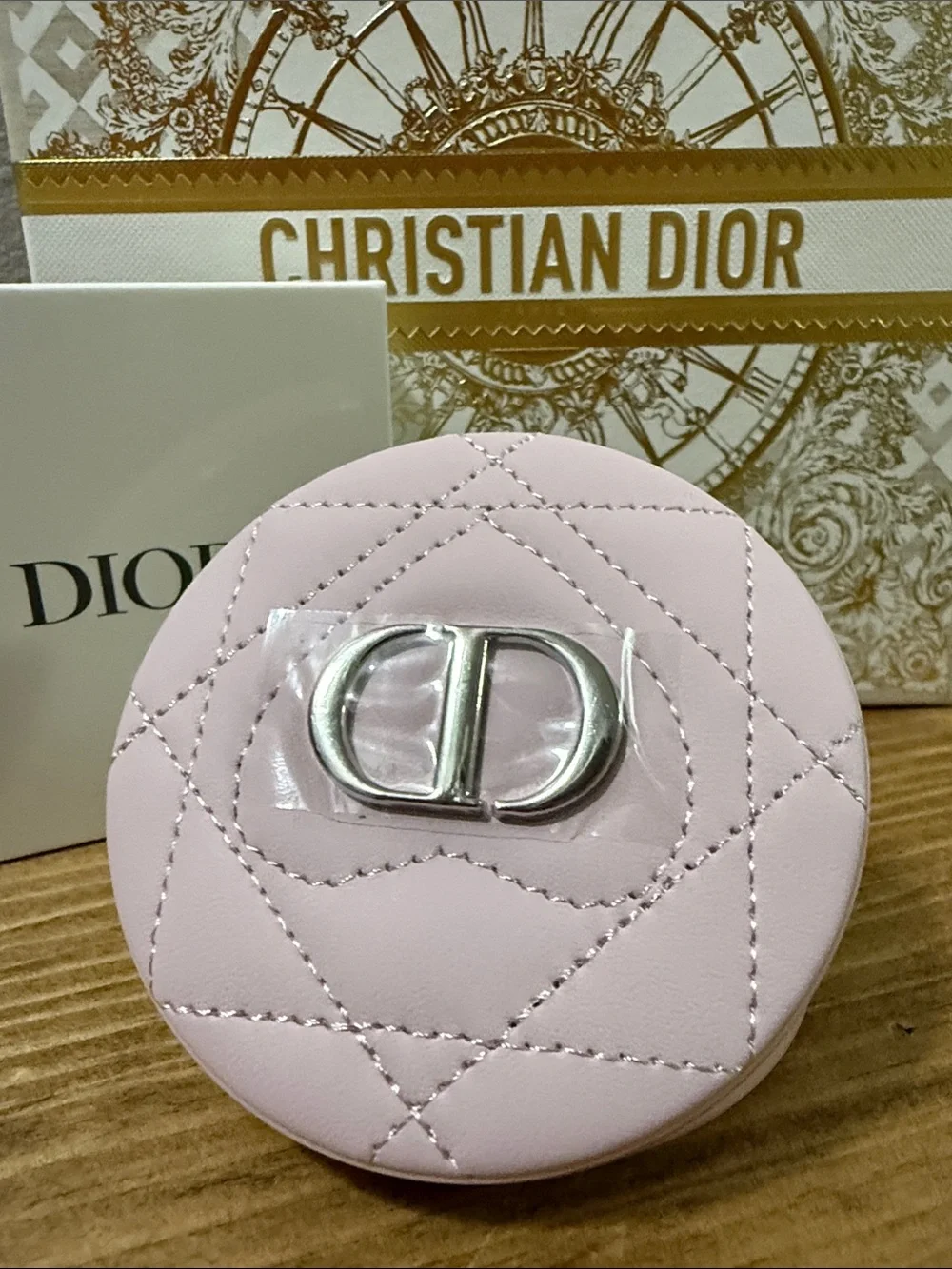 Soft Blush Pink Quilted Compact Mirror with Silver Accent - NIP